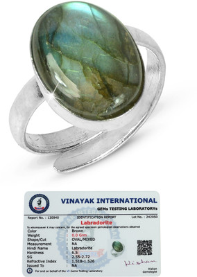 REIKI CRYSTAL PRODUCTS Certified Natural Labradorite Adjustable Ring for Unisex Crystal, Stone Ring