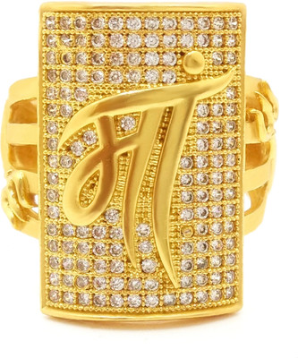 Pandadi Collection Brass Cubic Zirconia, Diamond Gold Plated Ring