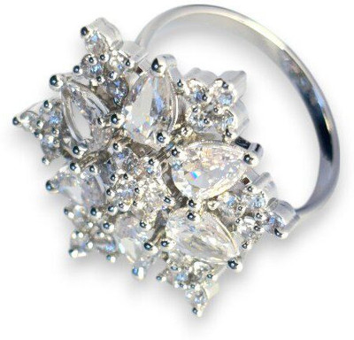 house of common Petal Bloom White AD Ring Alloy Ring
