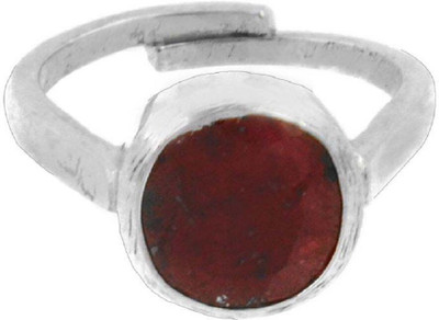 Gemzonite Ruby / Manik Ring With Natural Ruby Stone Ruby Silver Plated Ring