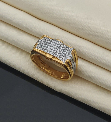 GORASH CREATION Brass Diamond Gold Plated Ring