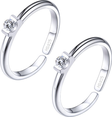 HighSpark 92.5 Silver - Sparkling Solitaire Toe Rings - Band Rings Sterling Silver Cubic Zirconia Toe Ring