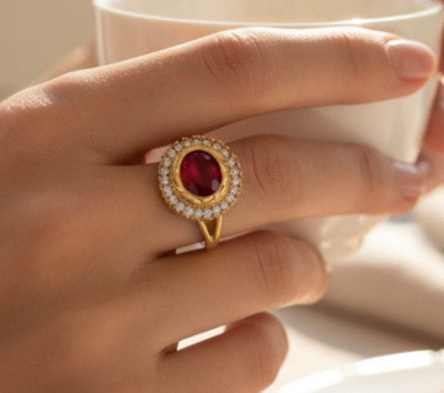 CHESTHA ONLINE STORE Brass Diamond Gold Plated Ring