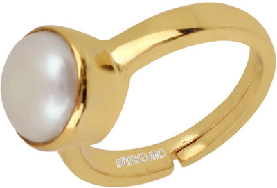 GenZcomplex Stainless Steel Pearl Gold Plated Ring