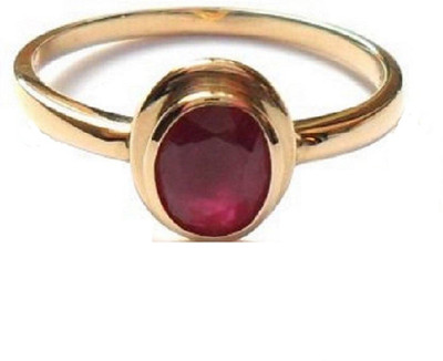 Gemzonite Certified Ruby Ring & Natural Manik Astrological Stone Ruby Gold Plated Ring