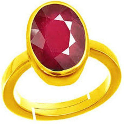N NUPAL Natural Ruby Stone Ring Lab Certified Adjustable Ring Copper Ruby Gold Plated Ring