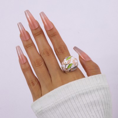 Salty Fashion Leafy Enamel Gold Ring For Women & Girls | Finger Ring | Aesthetic Jewellery Copper Ring