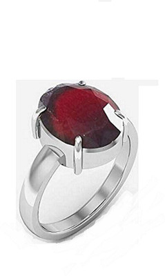 RSPR Stone Garnet Silver Plated Ring