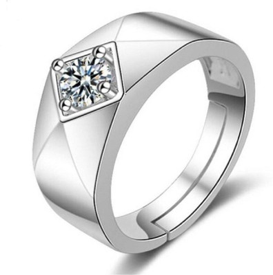 Silver Bazaar Charming Mens Ring Adjustable Alloy Cubic Zirconia Sterling Silver Plated Ring