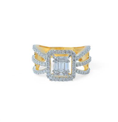 RedSolitaire INDOWESTERN GOLDEN AD RING Brass Cubic Zirconia Rhodium Plated Ring