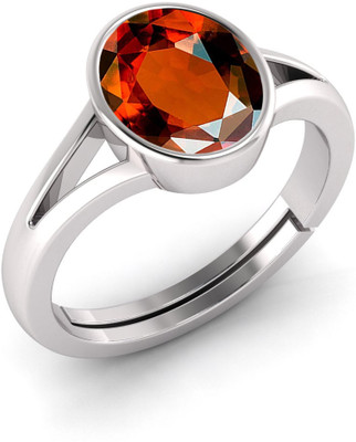 TODANI JEMS Natural 15.25 Ratti Hessonite Ring With Lab Certificate Silver Garnet Sterling Silver Plated Ring