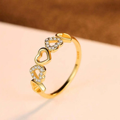 estailo fashion Dreamy Kiss Ring Alloy Cubic Zirconia Gold Plated Ring