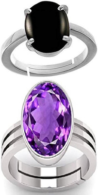 BHAIRAW GEMS Moonstone Stone Silver Adjustable Ring Stainless Steel Ring