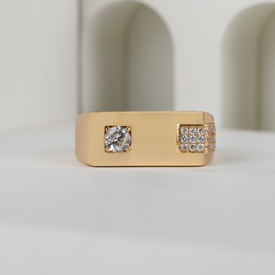 mahi creation Brass, Copper Cubic Zirconia Gold Plated Ring