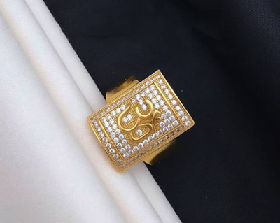 mahi creation Brass, Copper Diamond Gold Plated Ring