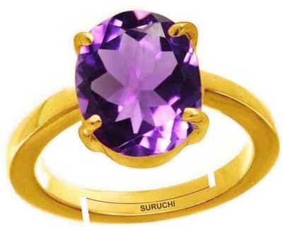 Suruchi Gems & Jewels Amethyst (Kathela) 10.25 Ratti or 9.50 Ct Gemstone for Men Five Metal Adjustable Alloy Ring