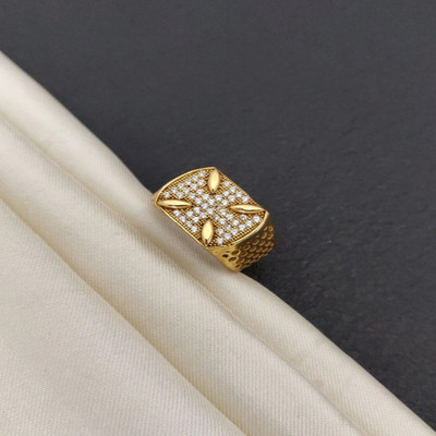 mahi creation Stainless Steel, Copper Cubic Zirconia Gold Plated Ring