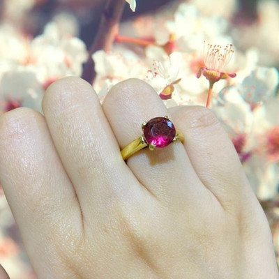 Gemzonite Ruby Ring Stone Manik Effective Stone Astrological purpose for men & women Alloy, Bronze, Brass Ruby Gold Plated Ring
