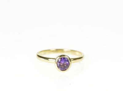 Gemzonite Amethyst Stone Ring Original and Certified natural Katela/Jamunia For Men/Women Brass Gold Plated Ring