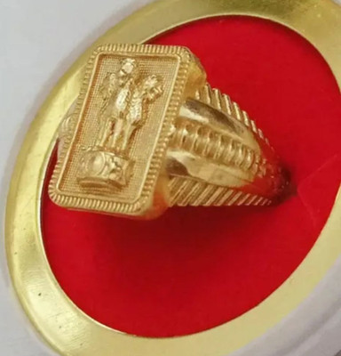 Urdeals Stylish Fancy satyamev jayate ring for man and boys trending ring Brass Gold Plated Ring