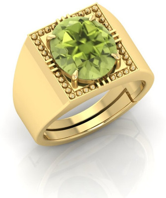 TODANI JEMS 14.25 Ratti Peridot Gemstone Adjustable Ring With Lab CertificateFA Metal Peridot Gold Plated Ring
