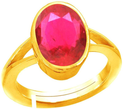 Sidharth Gems 9.25 Ratti 8.50 Carat Natural Ruby Gold Manik Ring Adjustable Panchdhatu Ring Brass Ruby Rhodium Plated Ring
