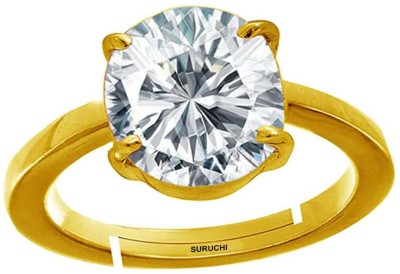 Suruchi Gems & Jewels Zircon/American Diamond 4.25 Ratti or 4 Ct Panchdhatu/5 metal Men Adjustable Stone Gold Plated Ring