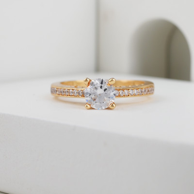 GORASH CREATION Alloy Cubic Zirconia Gold Plated Ring
