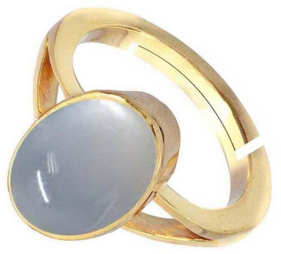 PTM Moonstone (Chandrakant) 7.25 Ratti or 6.5 Ct Panchdhatu/5 Metal Women Adjustable Stone Gold Plated Ring