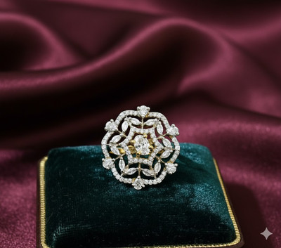 KRANBERIIE Anti Tarnishing Women Cocktail Ring Stainless Steel Cubic Zirconia Gold Plated Ring