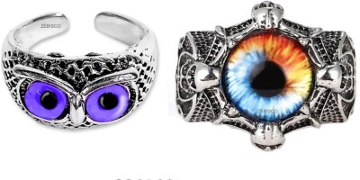 zebisco purple owl eyes ring Dragon Eye Ring for Men & Women Adjustable Ring Multicolor Stone, Stainless Steel Ring