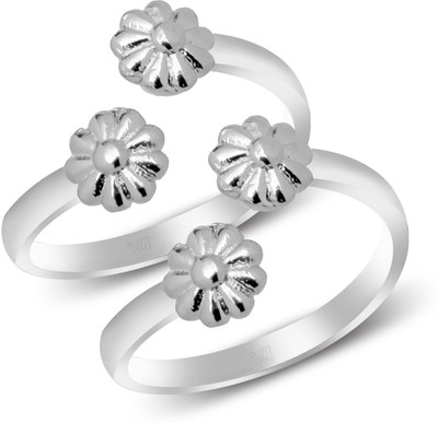 VRINDAM JEWELLERS Floral 925 Silver Toe Rings | Lightweight | Adjustable | Comfortable Silver Toe Ring