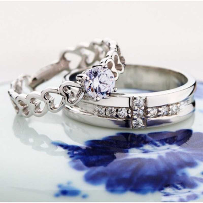 Teeragaj Alloy Platinum, Silver Plated Ring Set