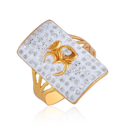 morir Gold Plate Brass Aum Om Ohm Symbol Finger Ring with Zirconia for Men/Women Brass Cubic Zirconia Gold Plated Ring