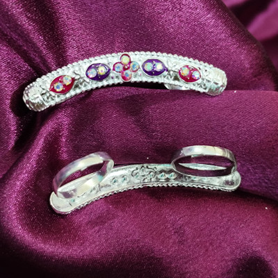 sanskriti collection WOMANS FANCY MULTIFINGURE BICHIYA SET 2 Alloy Silver Plated Toe Ring Set