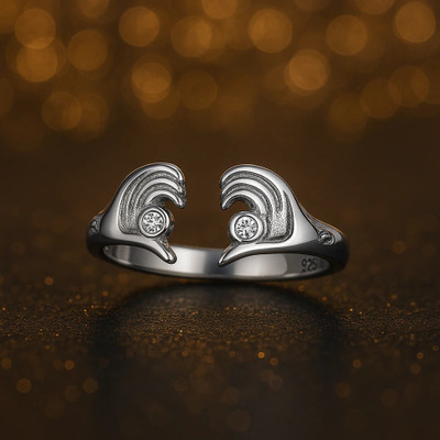 Pahel The silver that shines Cute Open Heart Ring for Girls – Minimalist & Trendy Jewelry Silver Cubic Zirconia Rhodium Plated Ring