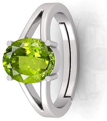 SIDHGEMS Brass Peridot Silver Plated Ring