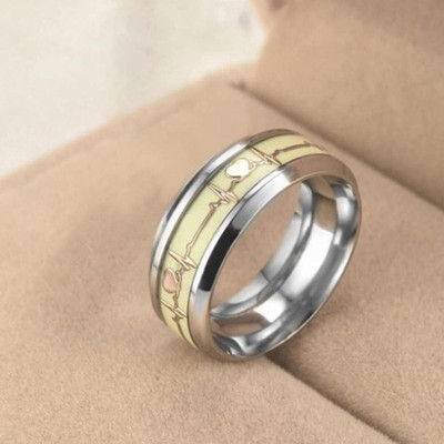 Deevora Radium Latest Designed Heartbeat Rings for Men And Women Stainless Steel Cubic Zirconia Titanium, Sterling Silver Plated Ring
