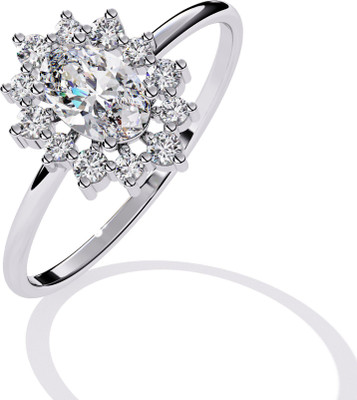 KUBER GEMS AND JEWEL 925 Sterling Silver CZ Ring for Women | Rhodium Plated Tarnish Free | Silver Cubic Zirconia Rhodium Plated Ring