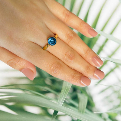 Chopra Gems Blue Sapphire Neelam Stone Adjustable Ring for Men & Women Brass Ring