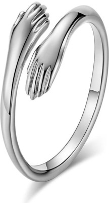 BLOOM STYLE 92.5 silver Adjustable Finger Cute Hug Ring for Men & Women Sterling Silver Ring
