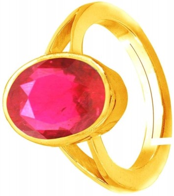 SIDHGEMS 6.25 Ratti 5.25 Carat Natural Ruby Stone Manik Ring Brass Ruby Gold Plated Ring