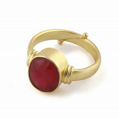 Gemzonite 7.5 Carat Original Stone Ruby Gold Plated Ring Brass Gold Plated Ring