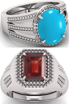 BHAIRAW GEMS Moonstone Stone Silver Adjustable Ring Stainless Steel Ring