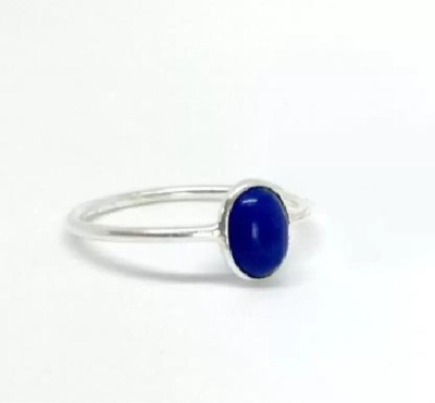 Gemzonite A+ Quality Lapiz Lazuli Gemstone Ring For Men and Women's Brass Silver Plated Ring