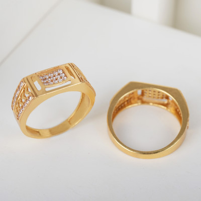 GORASH CREATION Alloy Cubic Zirconia Gold Plated Ring