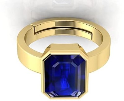 NAVYA GEMS 9.25 Ratti 8.00 Carat Natural Blue Sapphire Neelam Gold Plated Ring Brass Quartz Gold Plated Ring