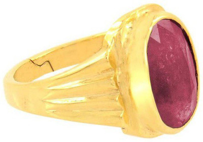 Gemzonite Original Ruby Stone Ring For Women & Men Brass Ruby Gold Plated Ring