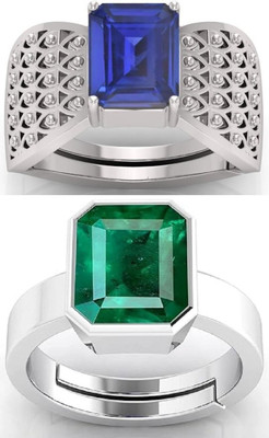 BHAIRAW GEMS Moonstone Stone Silver Adjustable Ring Stainless Steel Ring