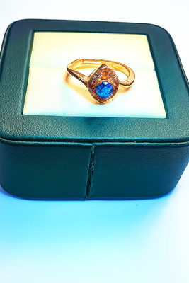 ARMAN JEWELLERS blue stone Brass Quartz Copper Plated Nail Ring